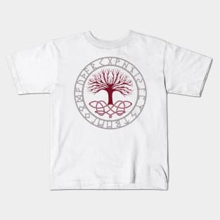 Yggdrasil The World Tree with Elder Futhark Runes | Norse Mythology gifts Kids T-Shirt